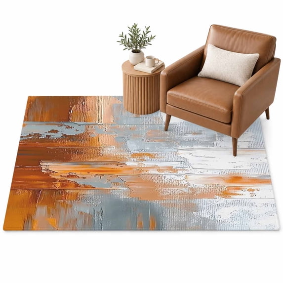 Abstract Gray Ombre Area Rug 3'x5', Oil Painting Abstract Soft Mat Non ...