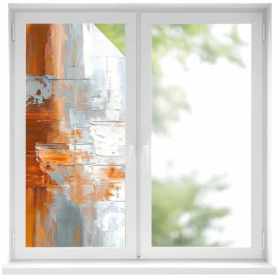 Abstract Gray Ombre Window Privacy Film 17.7x39.3in Oil Painting Abstract Decorative Window Film with Static Cling, UV Filtering Window Cling Privacy Film for Glass Doors and Windows