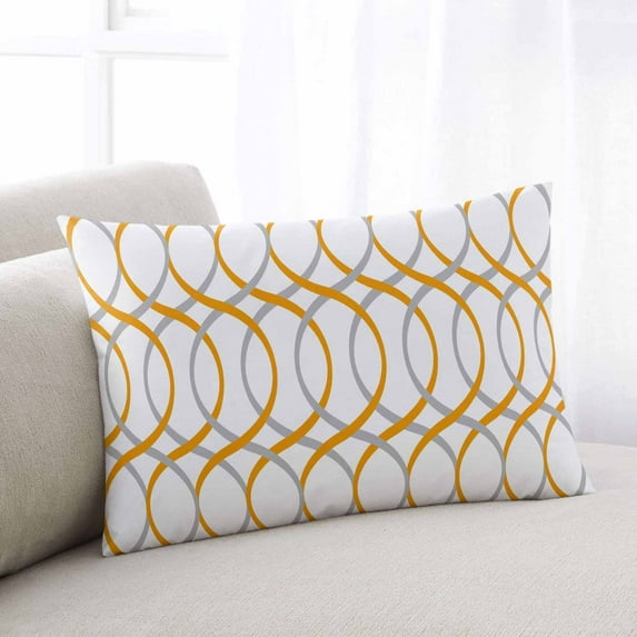 Abstract Gray Orange Throw Pillow Cover,Modern Geometric Nordic Style Rectangle Decorative Pillow Case Protector Soft Cushion Cover Lumbar Pillowcase for Couch Sofa Bedroom Car Chair Decor 20x26 Inch