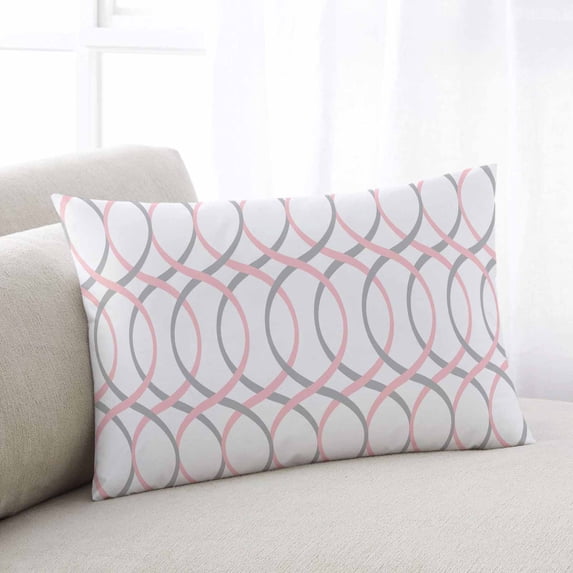 Abstract Gray Pink Throw Pillow Cover, Modern Geometric Nordic Style Rectangle Decorative Pillow Case Protector Soft Cushion Cover Lumbar Pillowcase for Couch Sofa Bedroom Car Chair Decor 12x20 Inch