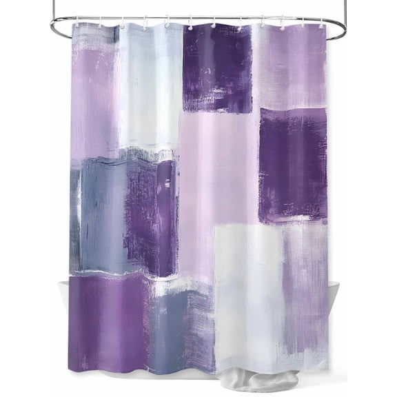 Abstract Gray Shower Curtain, Purple Mottled Graffiti Color Block Modern Art Waterproof Shower Curtain Set with 12 Hooks Lightweight Washable Fabric Shower Curtains for Bathroom 72x72 Inches
