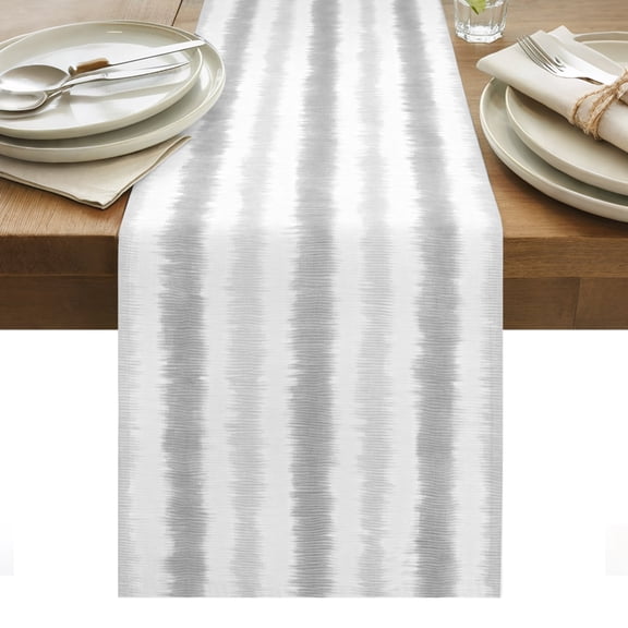 Abstract Gray Stripes Cotton Linen Table Runner Rustic Watercolor Denim Striped Minimalist Dining Table Runners for Home Decor Party Dining Room Restaurant Kitchen Party 13" x 36"