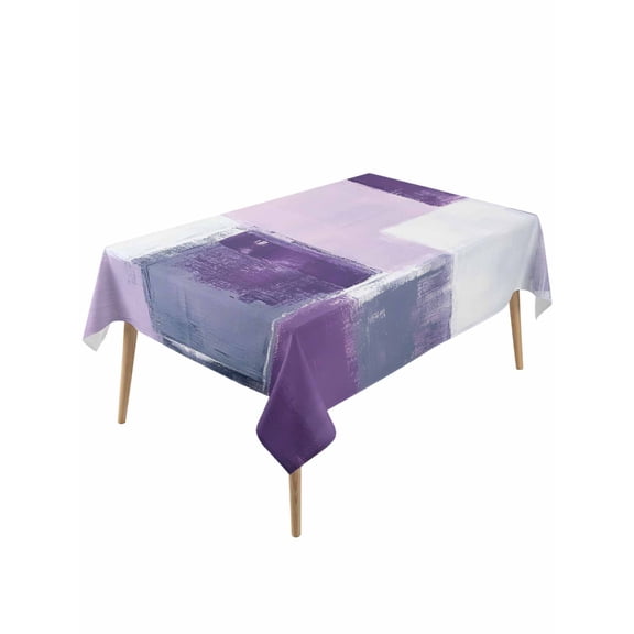 Abstract Gray Table Cloth 54x108 Inch Rectangle, Purple Mottled Graffiti Color Block Modern Art Waterproof Tablecloth Washable Table Cover for Party Picnic Dinner Decor