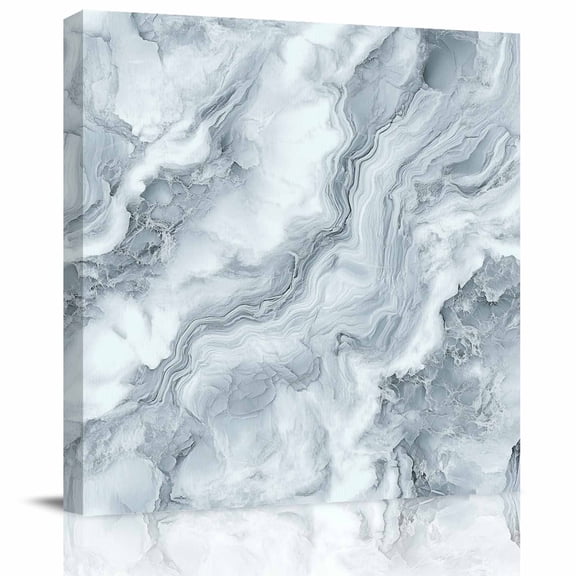 Abstract Gray Water Ripple Stripe Canvas Artwork Painting Art, Natural Marble Texture Square Framed Wall Decorations Prints Picture for Bedroom Kitchen Living Room, 12x12 in