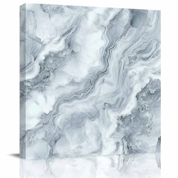 Abstract Gray Water Ripple Stripe Canvas Artwork Painting Art, Natural Marble Texture Square Framed Wall Decorations Prints Picture for Bedroom Kitchen Living Room, 8x8 in