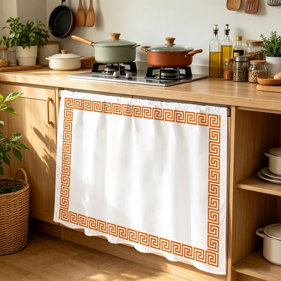 Kitchen Sink Key Abstract Greek Inspired Art Cabinet Curtains 35x35inch Under Sink Skirt ...