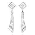 thumbnail image 1 of Abstract Greek Key Style .925 Sterling Silver Post Dangle Earrings, 1 of 5