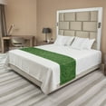 thumbnail image 1 of Abstract Green Bed Runner, Futuristic Grid Pattern of Lines with Dotted Ends, Decorative Accent Bedding Scarf for Hotels Homes and Guestrooms, King, Hunter Green Pale Green, by Ambesonne, 1 of 2