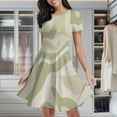thumbnail image 1 of Abstract Green Beige Swirl Pattern Women's Classic Swing Skater Dress Casual Work Party Cocktail Dresses, 1 of 6