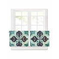 thumbnail image 1 of Abstract Green Black Flowers Short Blackout Curtains 36 Inch Long Vintage Abstract Black Green Flowers Rod Pocket Kitchen Curtains, 2 Panels Thermal Insulated Room Drapes for Bedroom, 42"W x 36"L, 1 of 5