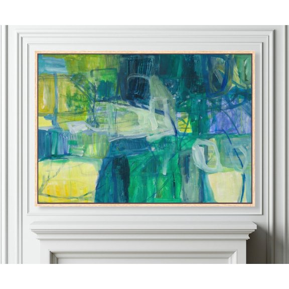Abstract Green Blue Colorful Maximalist Wall Art Print, Unframed Paper Poster 16x20in