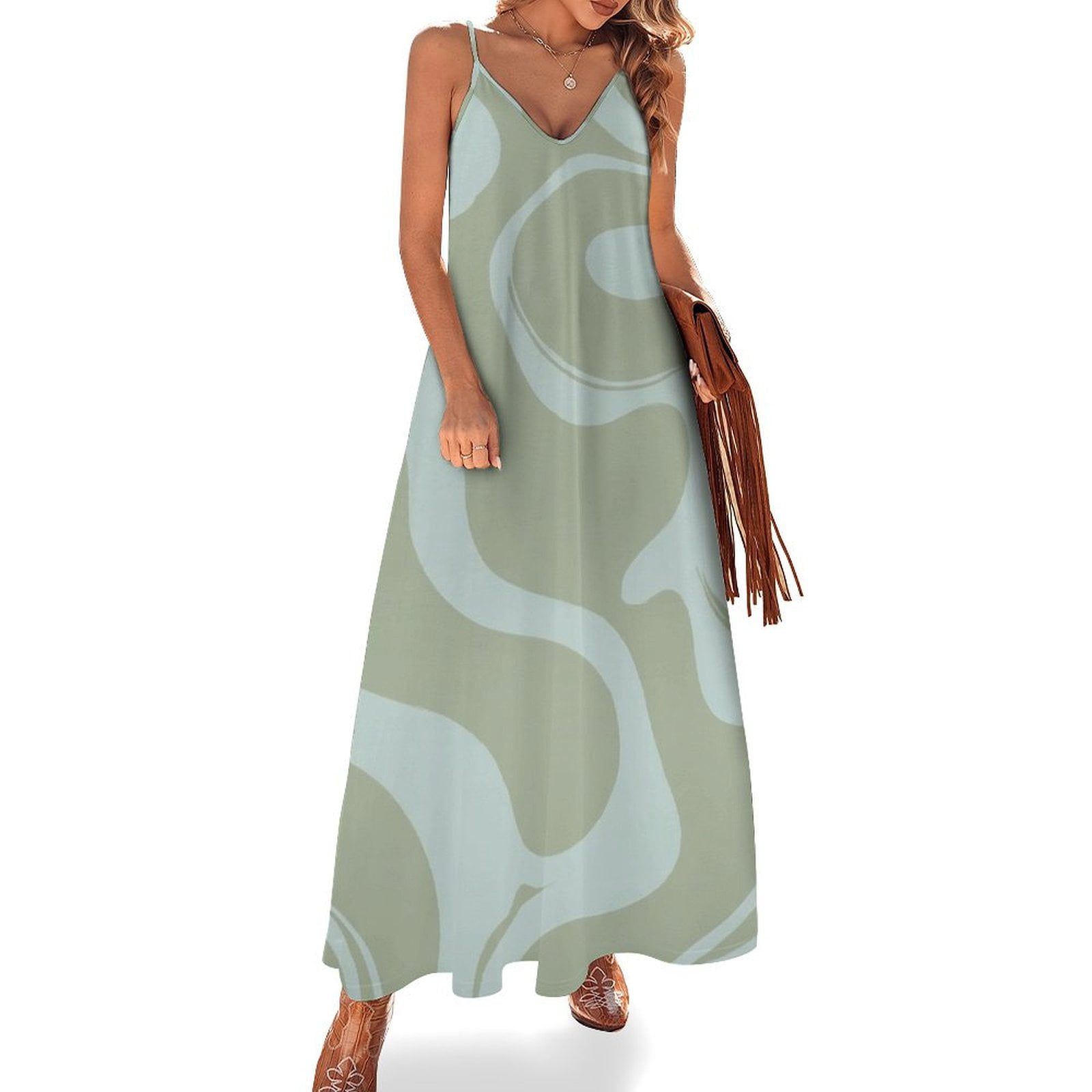 guess light blue dress New Akilina Sleeveless S Woman Shape_Snip-Toe Style:EE00736BK The model is wearing Rachel Zegler is a