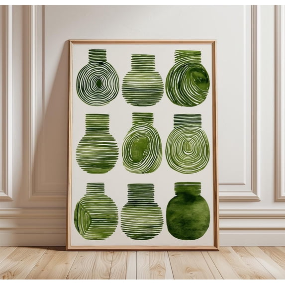 Abstract Green Botanical Wall Art | Modern Leaf Pattern Poster ...