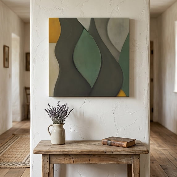 Abstract Green Brown Canvas Wall Art for Living Room Bedroom Bathroom, Modern Minimalist Oil Painting Texture Canvas Art Wall Decor, Artwork for Walls Home Office Decor, 10"x10"