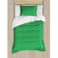 thumbnail image 1 of Abstract Green Duvet Cover Set, Polka Dots Repetitive Simple Monochrome Design Geometric Rounds, Decorative 2 Piece Bedding Set with 1 Pillow Shams, Twin Size, Green and White, by Ambesonne, 1 of 3