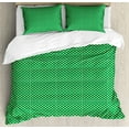 thumbnail image 1 of Abstract Green Duvet Cover Set, Polka Dots Repetitive Simple Monochrome Design Geometric Rounds, Decorative 3 Piece Bedding Set with 2 Pillow Shams, Queen Size, Green and White, by Ambesonne, 1 of 3