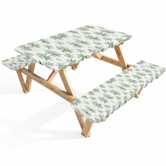 Abstract Green Flowers Picnic Table Cover with Bench Covers Plant ...