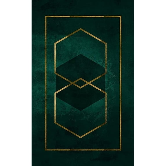 Abstract Green Gold Line Art Area Rugs, Retro Dark Green Oval Geometric Soft Washable Carpet, Upholstery Rug With Non-Slip Backing For Kids Boys Bedroom Living Room Dining Room 5 x 6ft