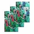 thumbnail image 1 of Abstract Green Kitchen Dish Towels for Drying Dishes Set of 3, Painting Buildings Geometric Color Block Waffle Weave Microfiber Hand Tea Bathroom Towels Quick Dry & Absorbent Towel 15.7x23.6, 1 of 7