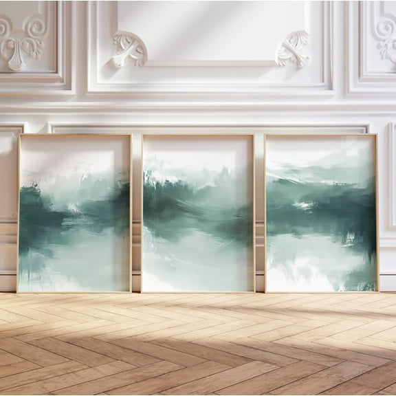 Abstract Green Landscape Posters Modern Green Scenery Prints Acrylic, Poster Only