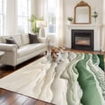 thumbnail image 1 of Abstract Green Large Area Rugs 8x10 ft Beige Ocean Wave Oil Painting Style Modern Washable Rug Non Slip Indoor Carpet Absorbent Floor Mat for Living Room Bedroom Dining Room, 1 of 9