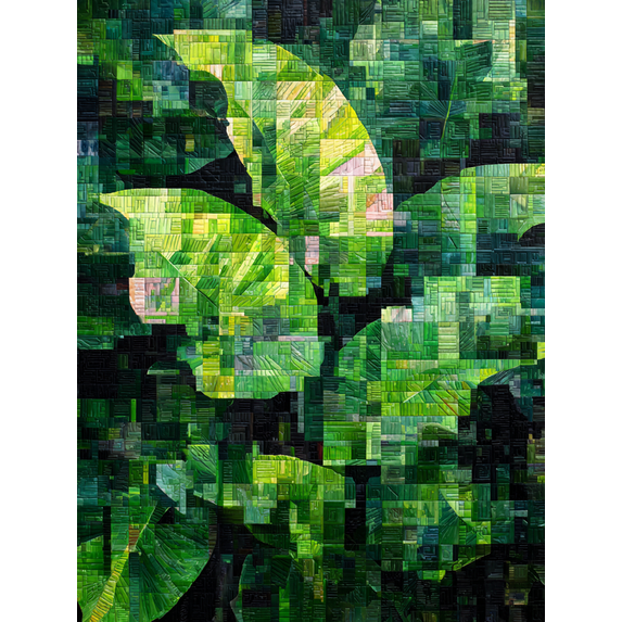 Abstract Green Leaf Mosaic Canvas Print Wall Art for Living Room Office Hotel Cafe Restaurant