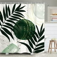 thumbnail image 1 of Abstract Green Leaves Bathroom Shower Curtain 71W by 71H Inch Mid Century Botanical Plant Boho Modern Aesthetic Geometric Minimalist Palm Polyester 12 Plastic Hooks Waterproof Decor, 1 of 6