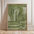 Abstract Green Line Art Print Mid Century Modern Geometric Poster Olive ...