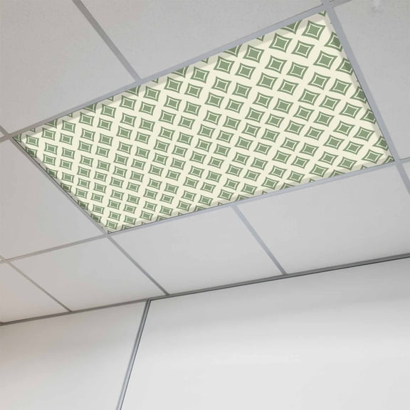 Abstract Green Magnetic Fluorescent Light Covers for Ceiling Lights 2 x 4 Feet, Modern Contemporary Art Vintage Office Classroom Kitchen Drop Ceiling Light Covers Lighting Filters Shade Panel 1 Pack