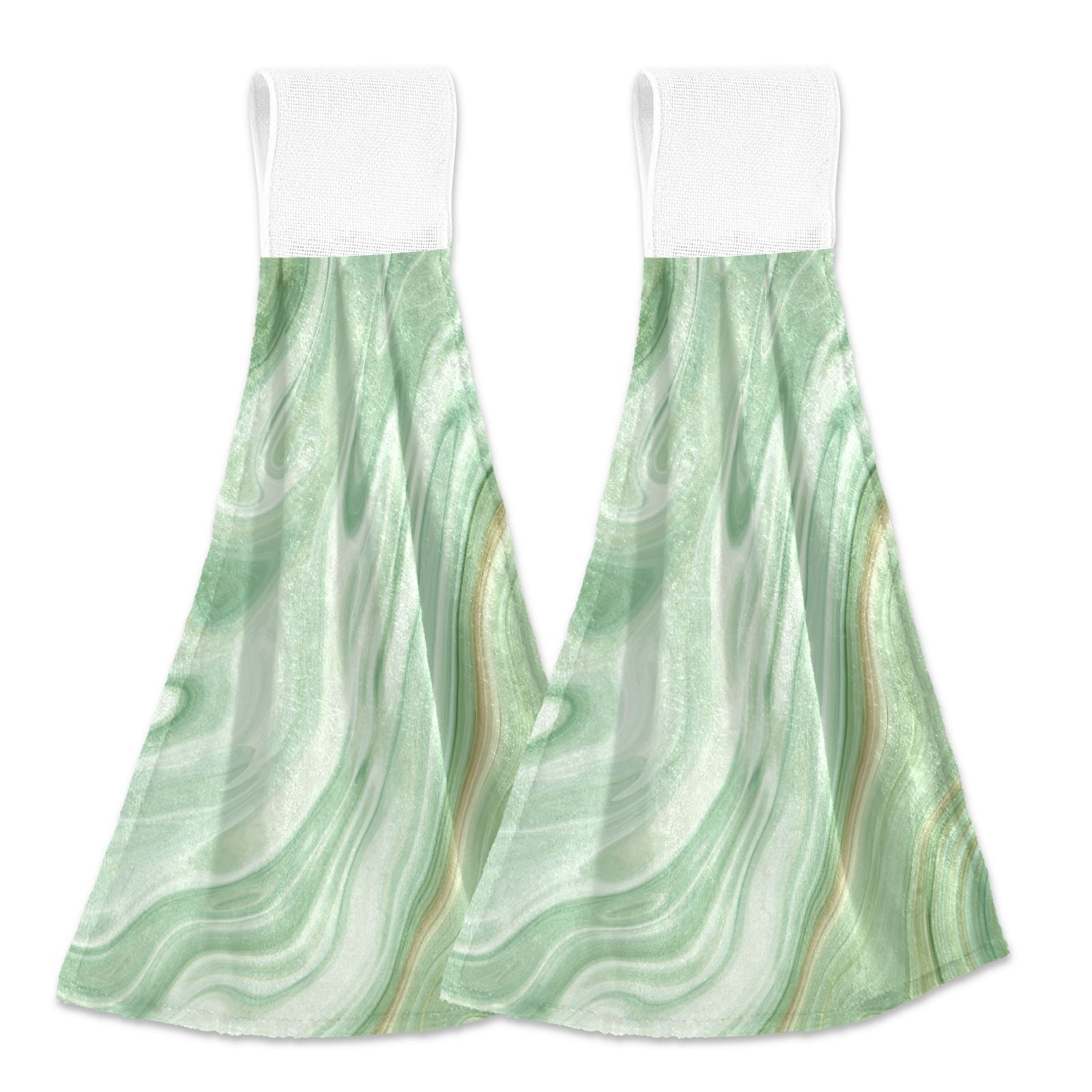 Abstract Green in Marble 2pcs Bathroom Hanging Towels Soft Hand Towel