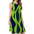 thumbnail image 1 of Abstract Green Navy Leaf Pattern Casual Sleeveless Loose Sundress Dress For Women Summer Dress Daily Woman, 1 of 4
