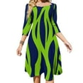 thumbnail image 1 of Abstract Green Navy Leaf Pattern Dress Summer Dresses Woman Street Style Big Size Casual Dress, 1 of 9