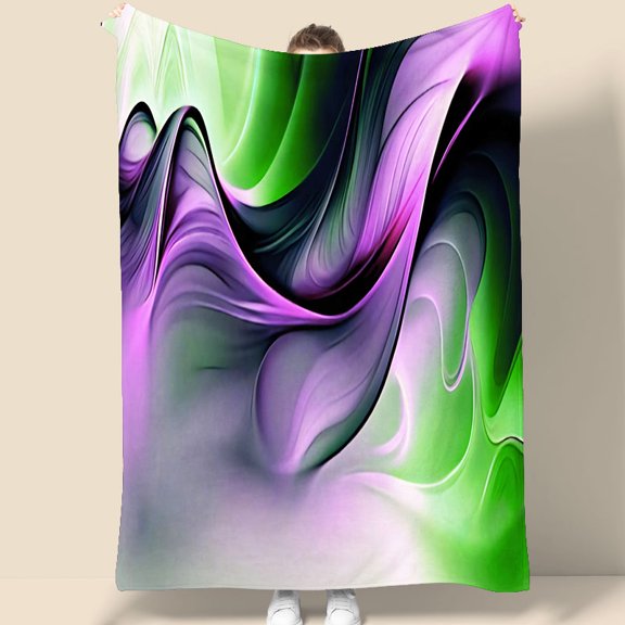 Abstract Green Purple Wave Tapestry 70.07 x 90.55 Inches Wall Hanging for Bedroom Living Room Dorm Decor