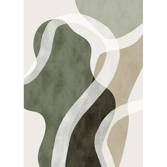 Abstract Green Shapes No1 Print Wall Art, Modern Wall Decor For Living Room Bedroom, 8x12 UNFRAMED