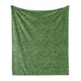 thumbnail image 1 of Abstract Green Soft Flannel Fleece Throw Blanket, Futuristic Grid Pattern of Lines with Dotted Ends, Cozy Plush for Indoor and Outdoor Use, 50" x 60", Hunter Green Pale Green, by Ambesonne, 1 of 5