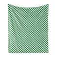 thumbnail image 1 of Abstract Green Soft Flannel Fleece Throw Blanket, Gingham Pattern Crossing Lines and Little Squares, Cozy Plush for Indoor and Outdoor Use, 70" x 90", Forest Green Fern Green, by Ambesonne, 1 of 5