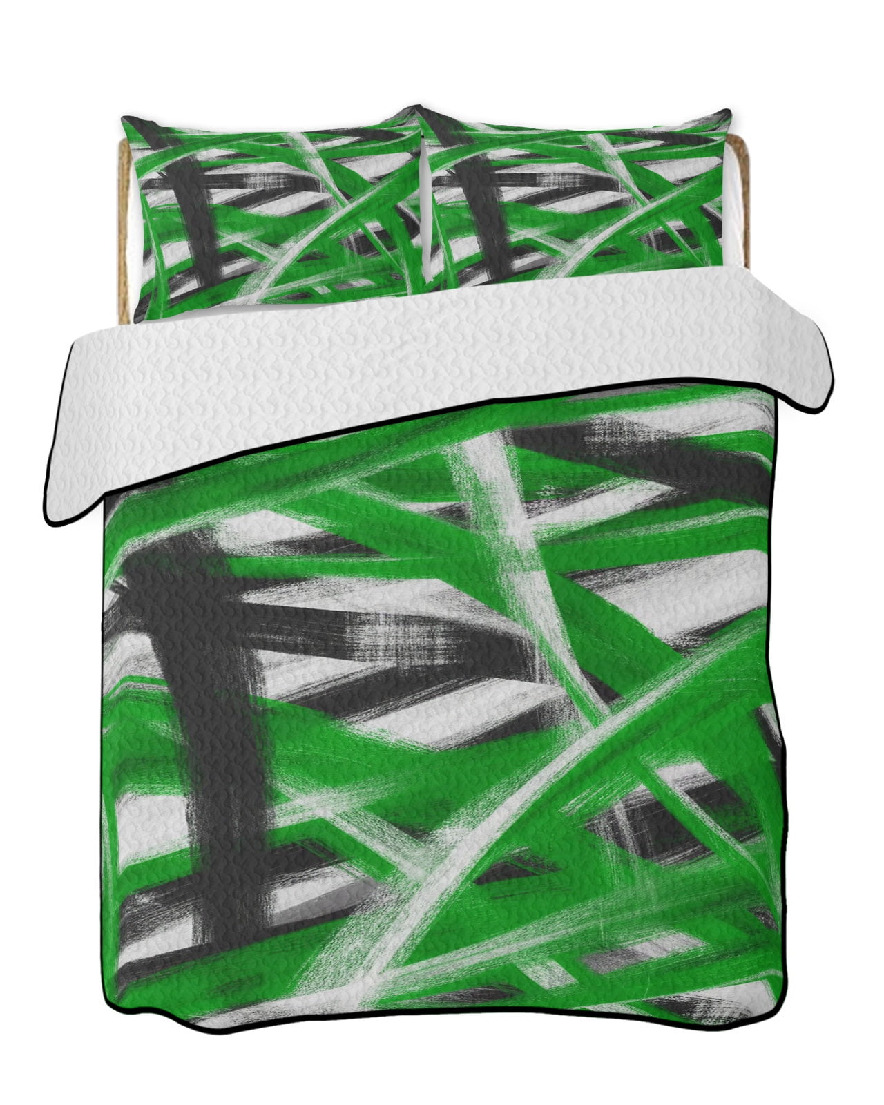 Abstract Green Waves Quilts Bedding Set California King Modern ...