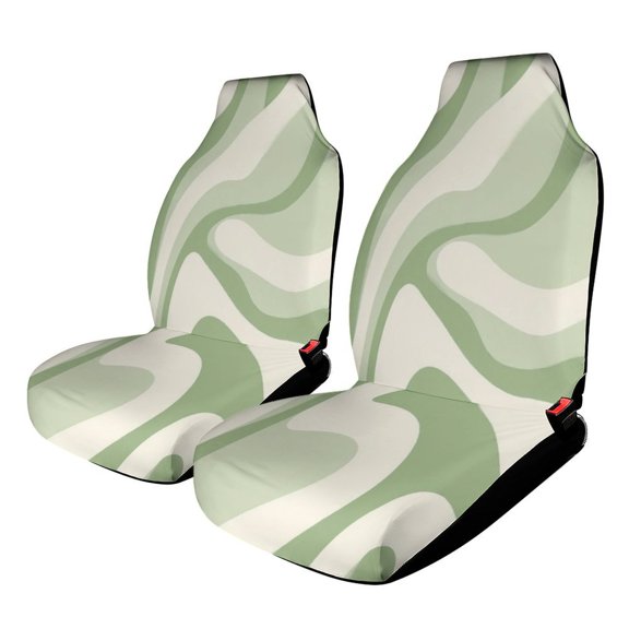 Abstract Green Wavy Pattern Design Car Seat Covers Front Seats Universal Fit for Cars SUV Truck Auto Interior Accessories