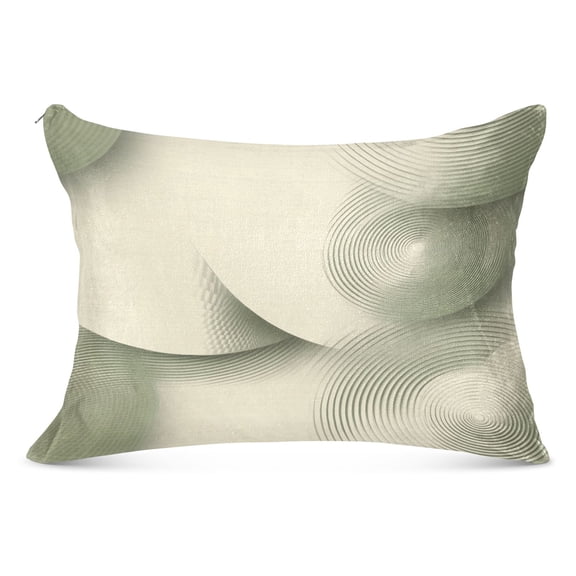 Abstract Green and Cream Waves Soft Plush Pillow Cover, Zippered Design, Comfortable for Bedroom and Sofa