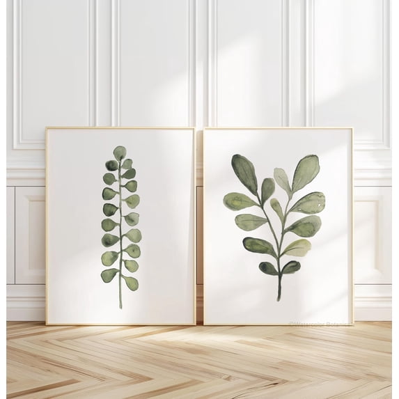 Abstract Greenery Fern Minimalist Muted Olive Green Botanical Modern ...