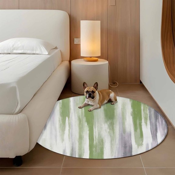 Abstract Grey 3ft Round Rug for Bathroom Accent Bedside Corner, Green Mottled Gradient Texture Farmhouse Washable Non Slip Circle Area Rug for Small Spaces