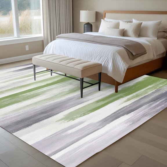 Abstract Grey 6x9 Rug for Dining Room Table and Chair Setup, Green Mottled Gradient Texture Farmhouse Low Pile Washable Non Slip Rectangle Area Rug