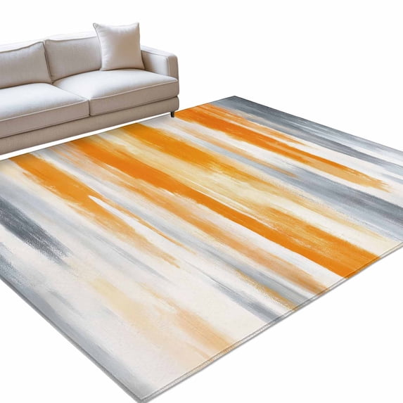 Abstract Grey Area Rugs 5x7ft Orange Mottled Gradient Texture Farmhouse ...