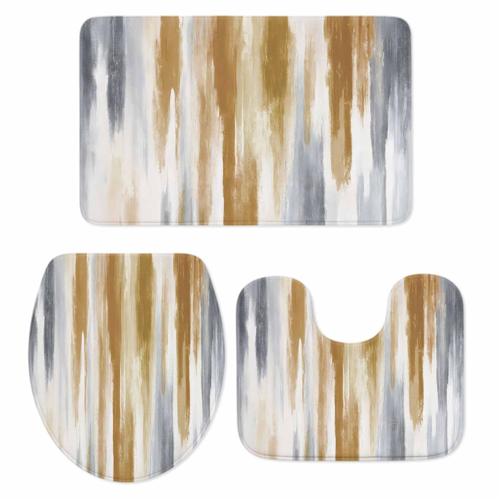 Abstract Grey Bathroom Rugs Set Brown Mottled Gradient Texture ...