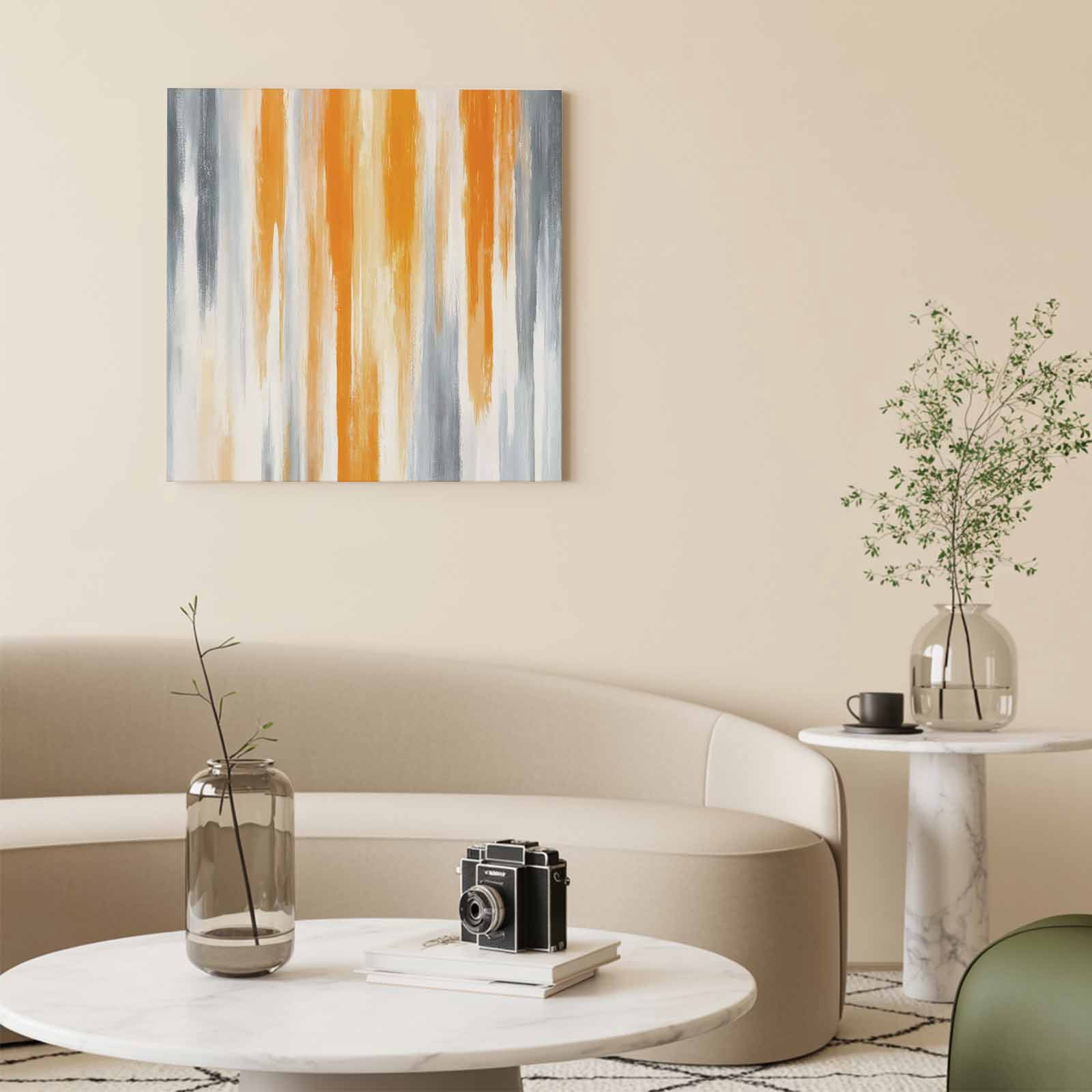 Curated visual reference: Gallery Detail: Abstract Grey Canvas Print Wall Art Orange Mottled Gradient Texture