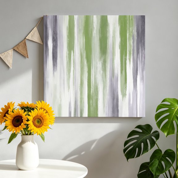 Abstract Grey Canvas Wall Art, Green Mottled Gradient Texture Farmhouse Framed Canvas Wall Decor Picture Print Artwork Decorations for Living Room Office Ready to Hang 8" x 8"