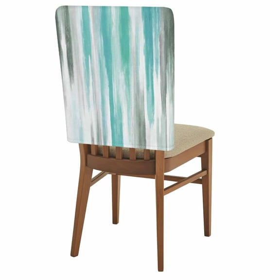 Abstract Grey Chair Back Covers Set of 1, Teal Green Mottled Gradient Texture Farmhouse Stretch Dining Chair Back Slipcovers Removable Seat Cover for Kitchen Restaurant Hotel Cafe