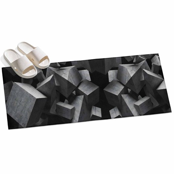 Abstract Grey Hallway Runner Rug 2x6 Washable Non Slip Kitchen Runner Rug for Bedside Bathroom Floating Stone Industrial Modernist Indoor Floor Carpet Area Rugs for Living Room Bedroom Office
