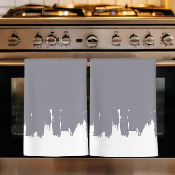 Abstract Grey Kitchen Towels Set of 1, Modern Minimalist Graffiti Artwork Absorbent Dish Towels for Kitchen, Microfiber Hand Towel, Quick Drying Tea Towel for Cleaning Decorative Dishcloths