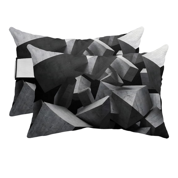 Abstract Grey Outdoor Pillows for Chaise Lounge Chair Beach Headrest Pillow Set of 2 Waterproof Lumbar Pillows with Insert&Adjustable Strap Floating Stone Industrial Modernist Pool Pillow 12"x20"